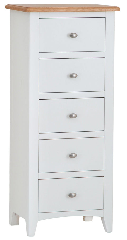 Hastings White 5 Drawer Narrow Chest Of Drawers