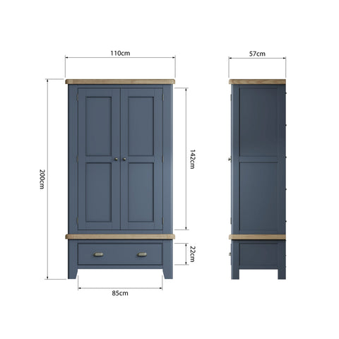 Concepts Rye Blue 2 Door Wardrobe