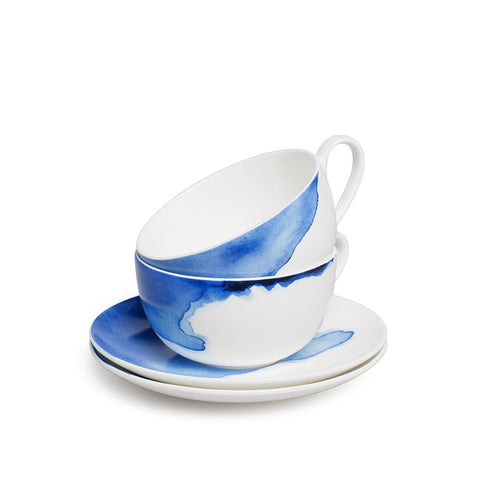 Rick Stein Coves of Cornwall - Set Of 2 Cappuccino Cups and Saucers