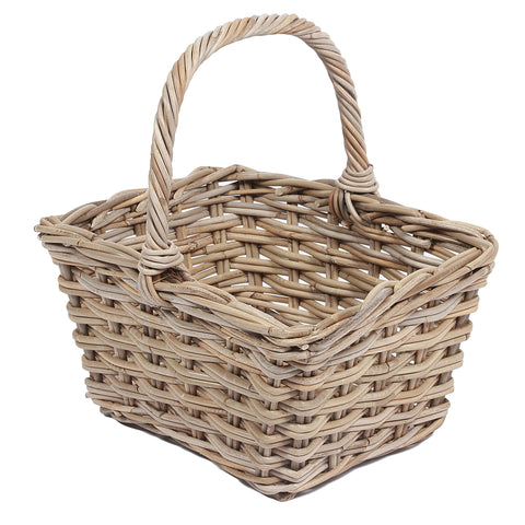 Concepts Wicker Square Basket with High Handle 2x2 Weaving