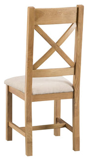 Concepts Battle Oak Cross Back Chair Fabric Seat