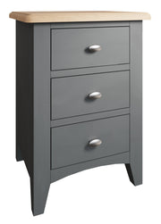 Hastings Grey 3 Drawer Bedside Cabinet