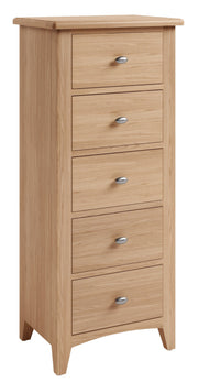 Hastings Oak  5 Drawer Narrow Chest Of Drawers