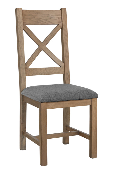Concepts Rye Oak Cross Back Dining Chair (Grey Check)