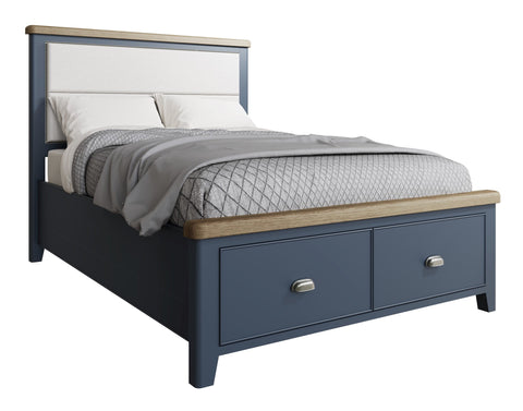 Concepts Rye Blue Bed with Fabric Headboard and Drawer Footboard Set