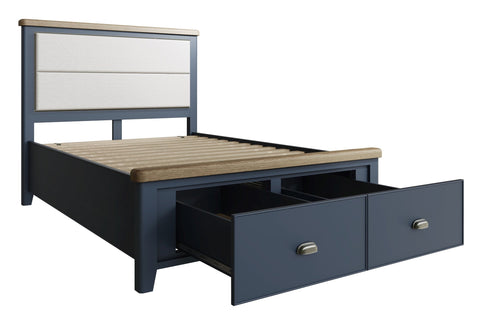 Concepts Rye Blue Bed with Fabric Headboard and Drawer Footboard Set
