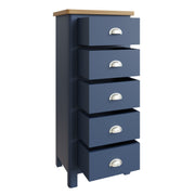 Camber Blue 5 Drawer Narrow Chest of Drawers