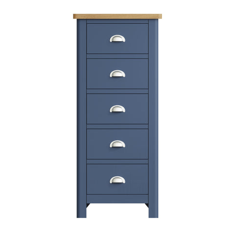 Camber Blue 5 Drawer Narrow Chest of Drawers