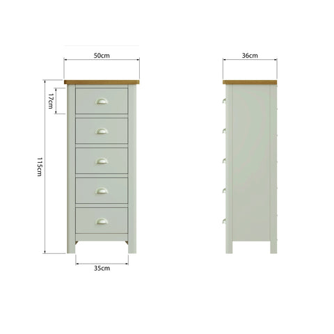 Camber Truffle 5 Drawer Narrow Chest of Drawers