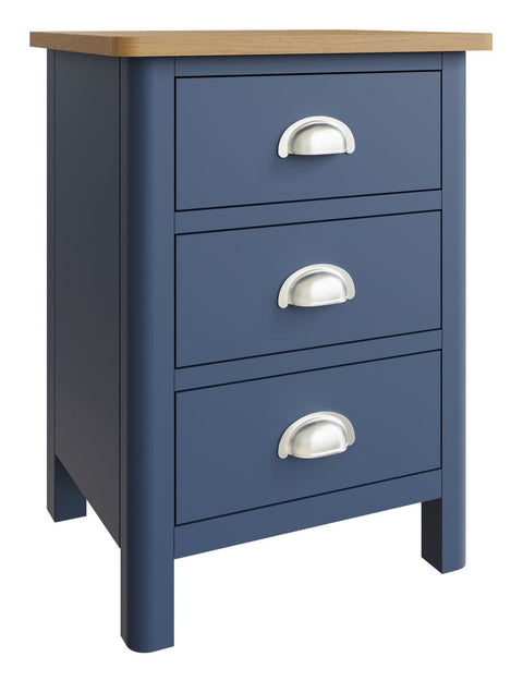 Camber Blue 3 Drawer Bedside Table