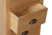 Camber Oak 5 Drawer Narrow Chest Of Drawers