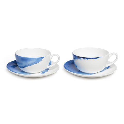 Rick Stein Coves of Cornwall - Set Of 2 Cappuccino Cups and Saucers