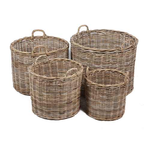Concepts Wicker 4 Round Baskets with Ear Handles