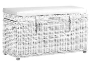 Concepts Wicker Rectangular Trunk Bench & Cushion, Leather Strap & Handles - Various Colours