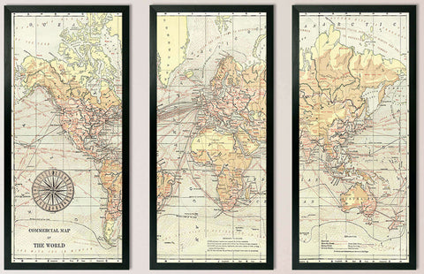 World Map Triptych - Camelot